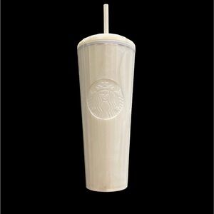 NWT-STARBUCKS-2021 PEARL WHITE MARBLE IRIDESCENT TUMBLER